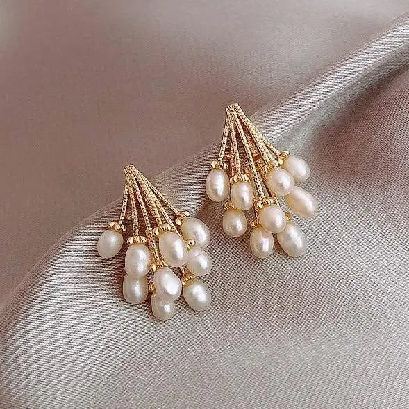 Coral earrings with freshwater pearls Claire