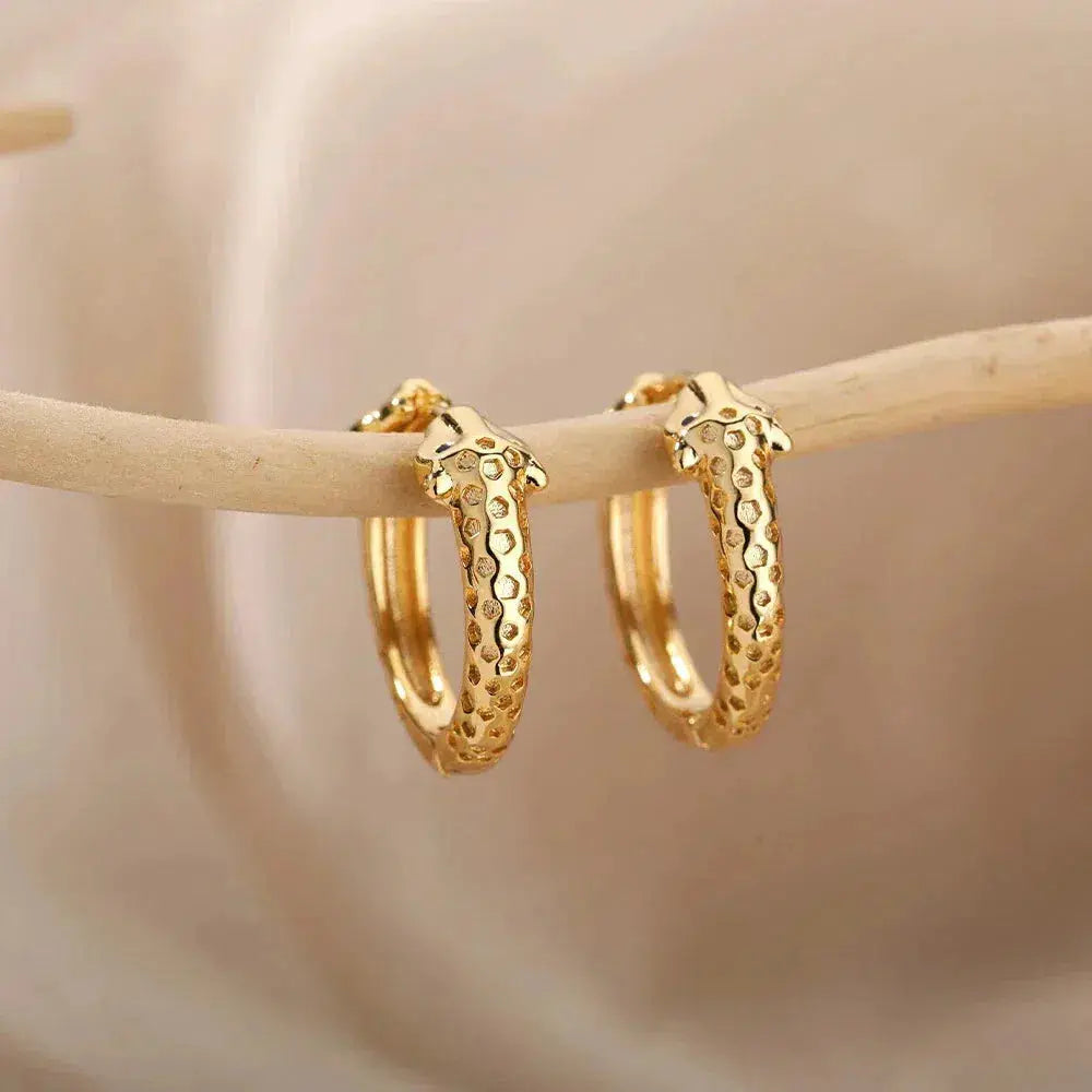 Minimalist Gold Snake Earrings Unique Joyas