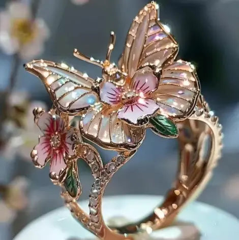 Fashion delicate gold color flower butterfly rings for women party accessories gifts custom jewelry Claire Jewelry