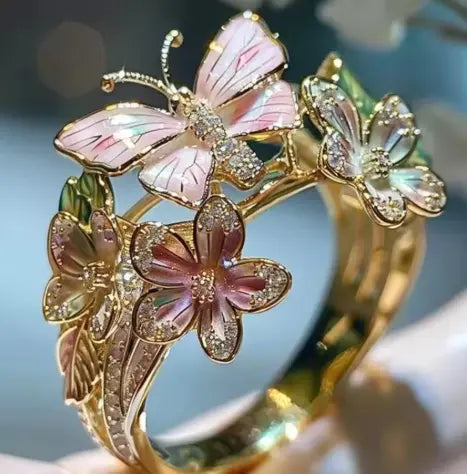 Fashion delicate gold color flower butterfly rings for women party accessories gifts custom jewelry Claire Jewelry