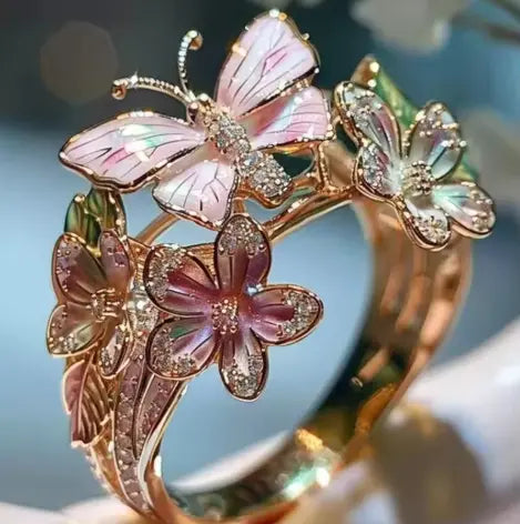 Fashion delicate gold color flower butterfly rings for women party accessories gifts custom jewelry Claire Jewelry