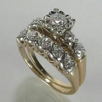 Vintage gold ring with glitter Unique Joyas