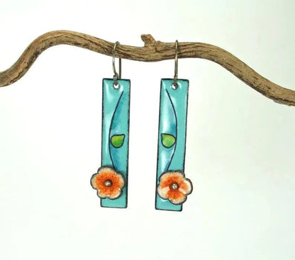 Flower Enamel Earrings Unique Joyas