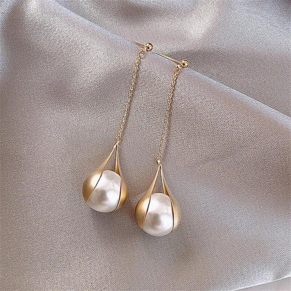 Gold Pearl Earrings Unique Joyas
