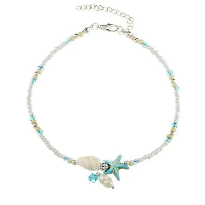 Star and Shell Anklet Bracelet with Natural Stones Unique Joyas