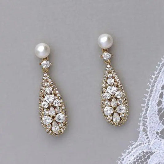 Vintage Bright & Pearl Earrings Unique Joyas