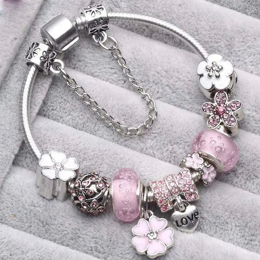 Pink Vintage Silver Bracelets Unique Joyas