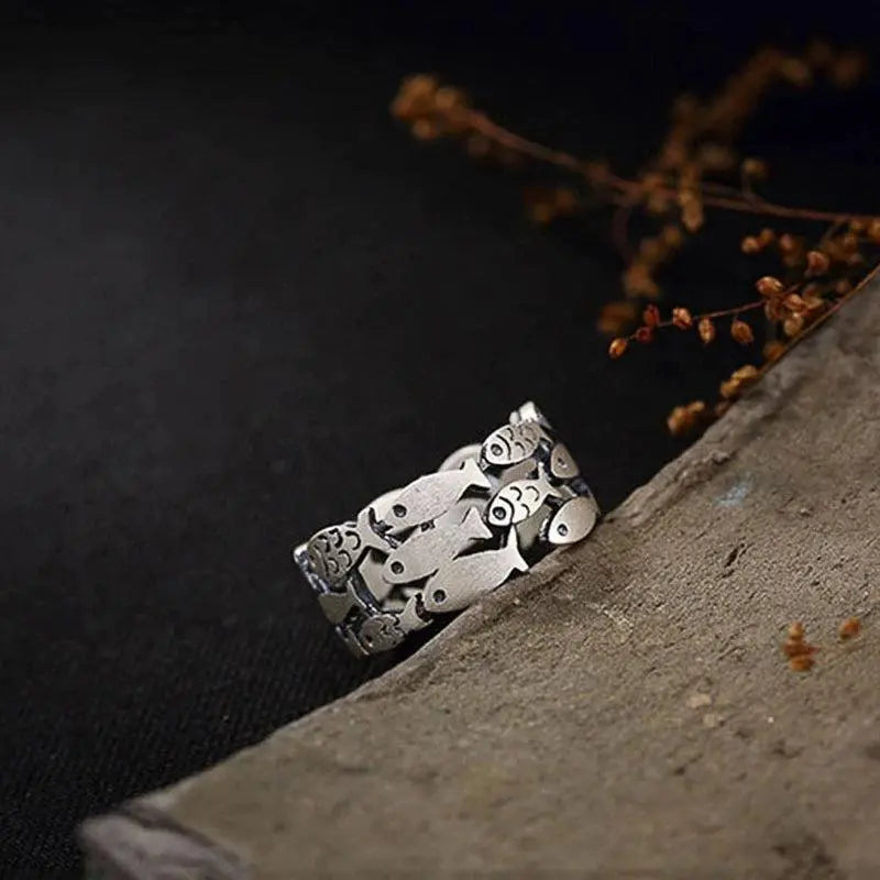 Silver Fish Ring Unique Joyas