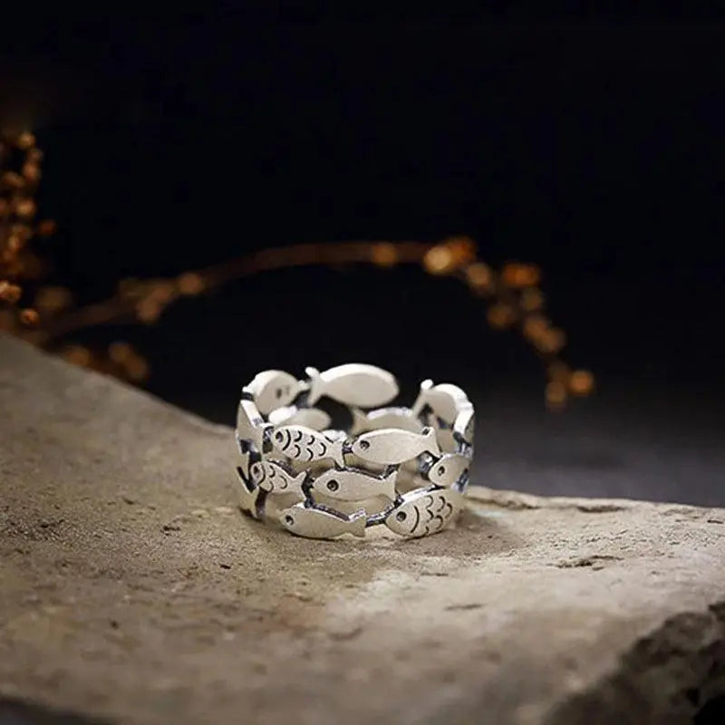 Silver Fish Ring Unique Joyas