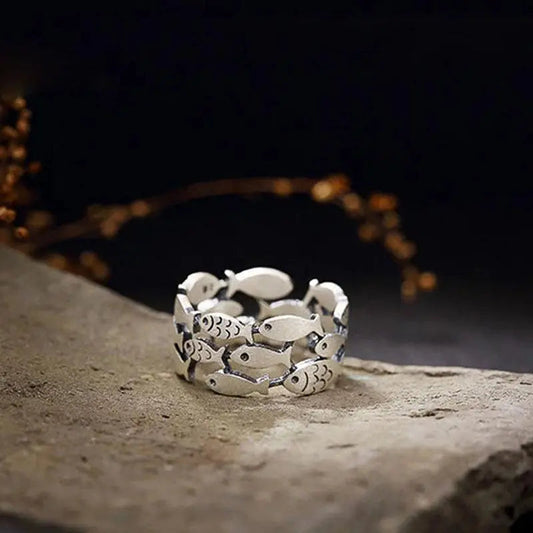 Silver Fish Ring Unique Joyas