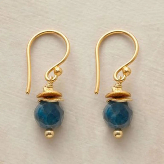 Vintage Blue Lantern Golden Earrings Unique Joyas
