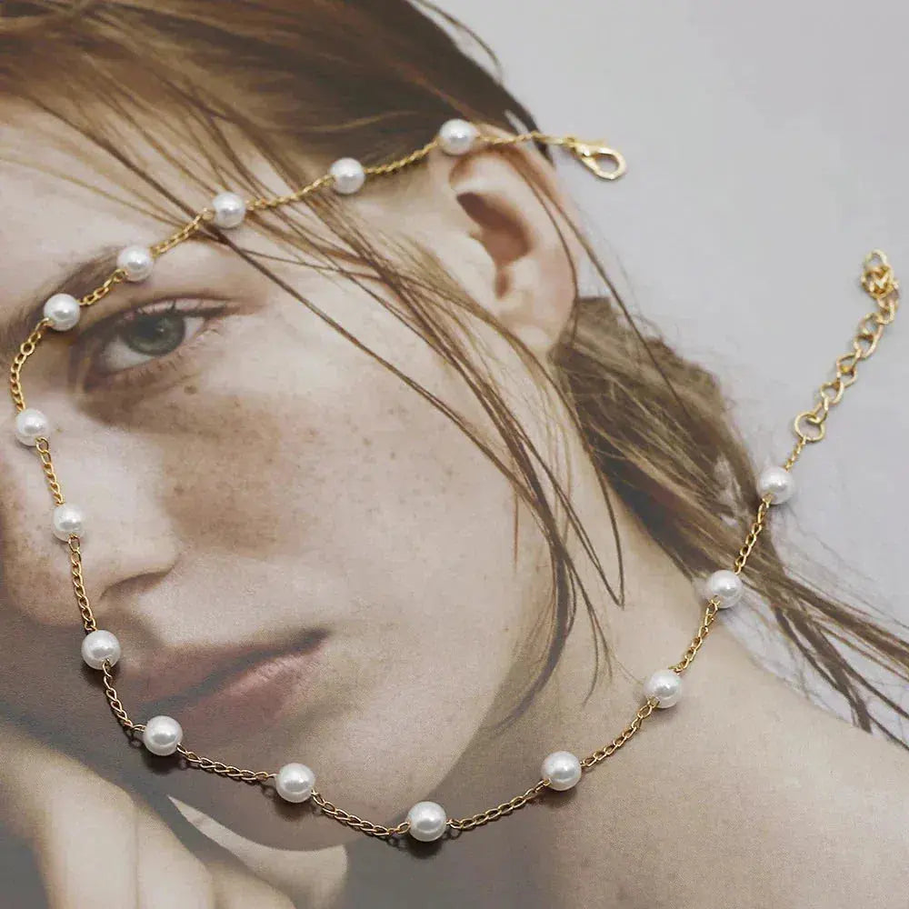 Gold Pearl Necklace Claire