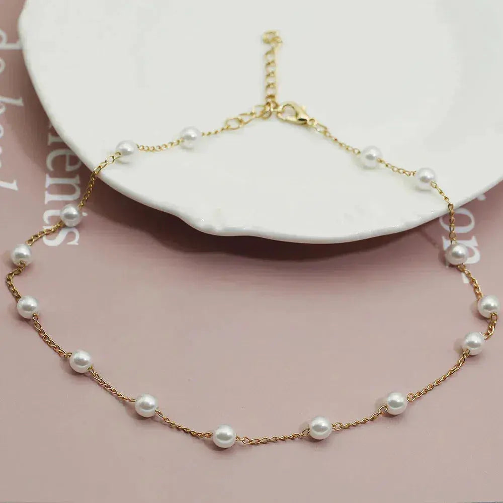 Gold Pearl Necklace Claire