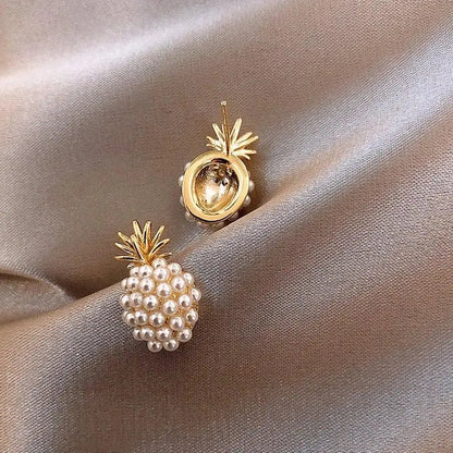 Tropical Pineapple and Pearl-Embellished Earrings Claire