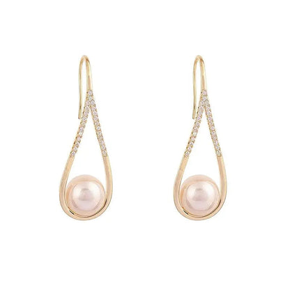 Rose Gold Pearl Earrings Claire