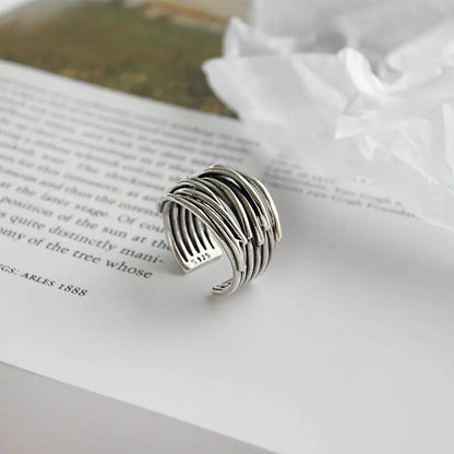 925 Sterling Silver Adjustable Layered Ring Claire Jewelry