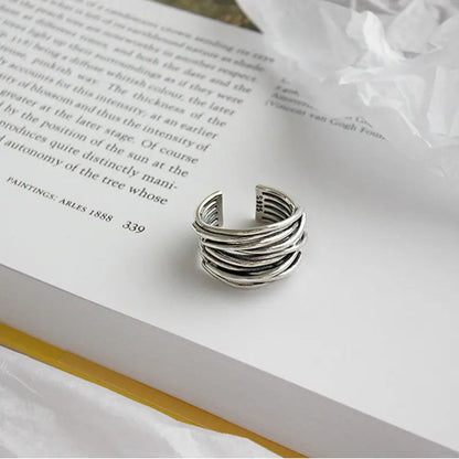 925 Sterling Silver Adjustable Layered Ring Claire Jewelry