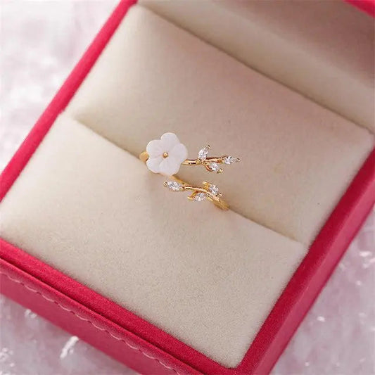 Adjustable Wildflower Ring with Gold Unique Joyas