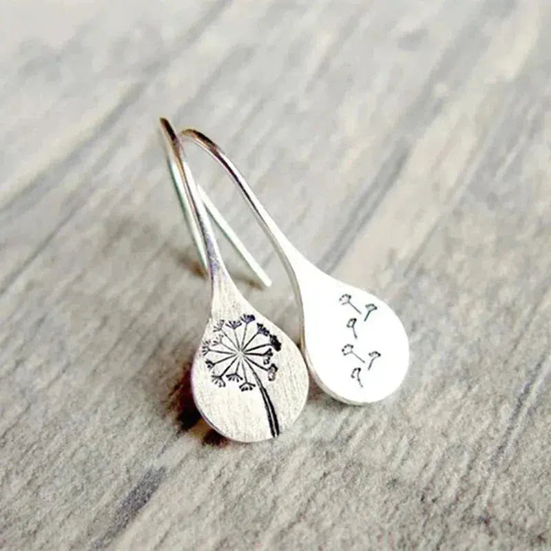 925 Sterling Silver Dandelion Earrings Unique Joyas