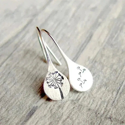 925 Sterling Silver Dandelion Earrings Unique Joyas