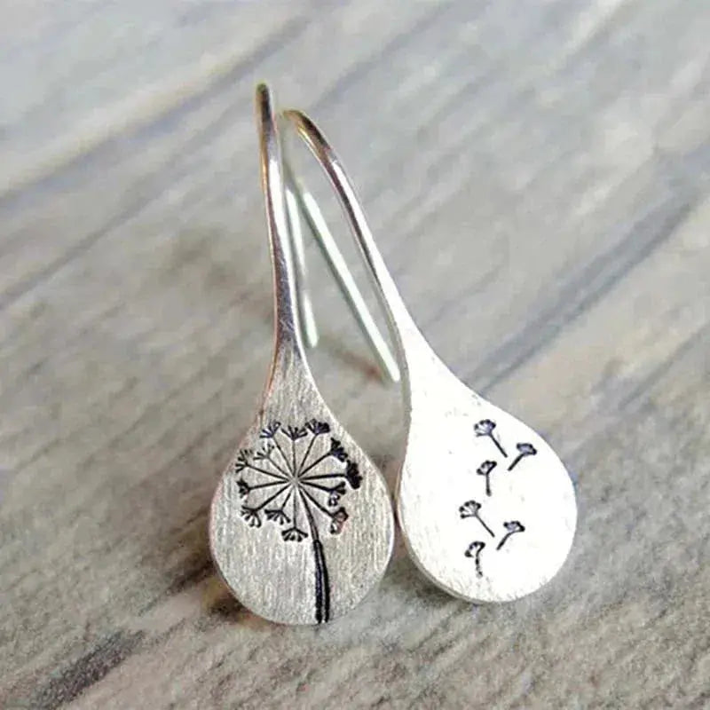 925 Sterling Silver Dandelion Earrings Unique Joyas