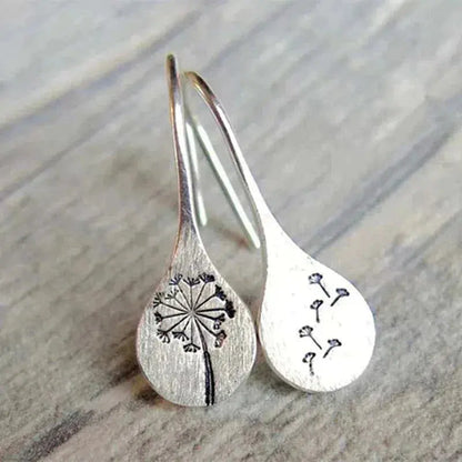 925 Sterling Silver Dandelion Earrings Unique Joyas