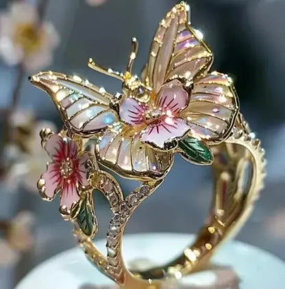 Fashion delicate gold color flower butterfly rings for women party accessories gifts custom jewelry Claire Jewelry