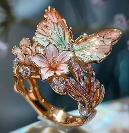 Fashion delicate gold color flower butterfly rings for women party accessories gifts custom jewelry Claire Jewelry
