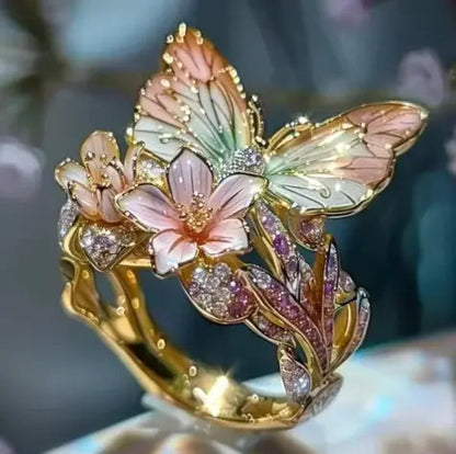 Fashion delicate gold color flower butterfly rings for women party accessories gifts custom jewelry Claire Jewelry