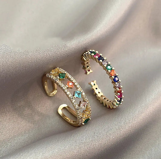 Elegant Multicolor Zirconia Rings Unique Joyas