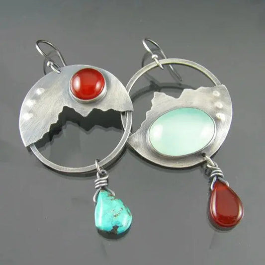 Vintage Landscape Earrings in Silver Unique Joyas