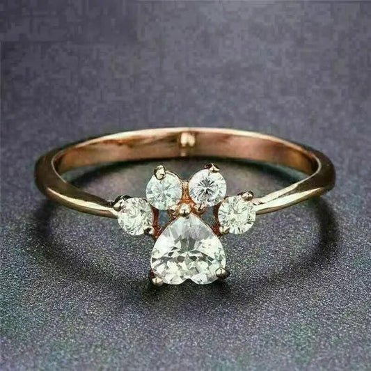 Vintage Zirconia Paw Ring Unique Joyas
