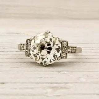 Vintage Silver Glass Ring Unique Joyas