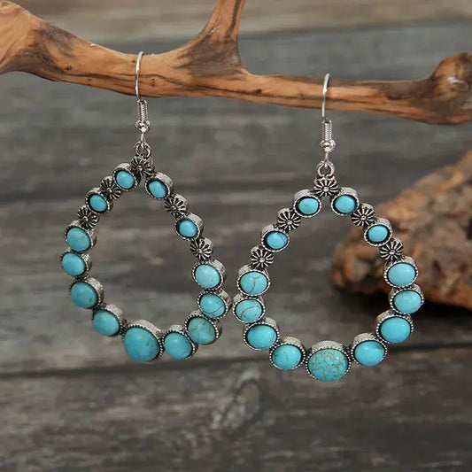 Vintage Circle Turquoise Earrings Unique Joyas