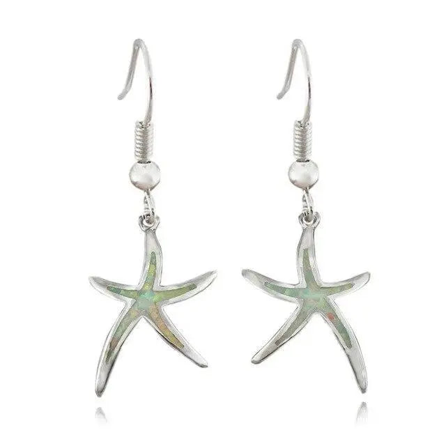 Starfish earrings made of opal and silver Unique Joyas