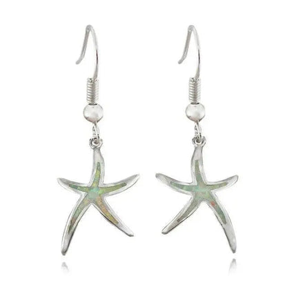 Starfish earrings made of opal and silver Unique Joyas